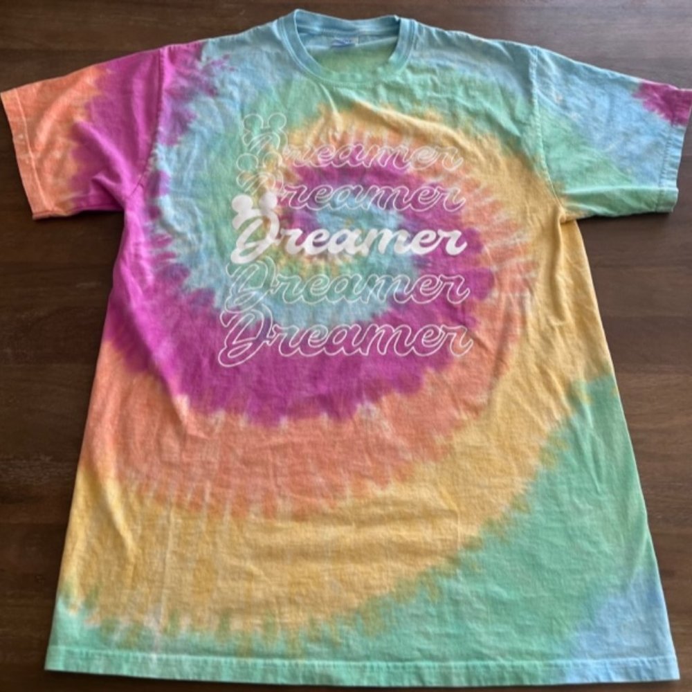 Dreamer Disney‎ Themed Mouse Ears Tie Dye Swirl Mens Large LG S/S T Shirt